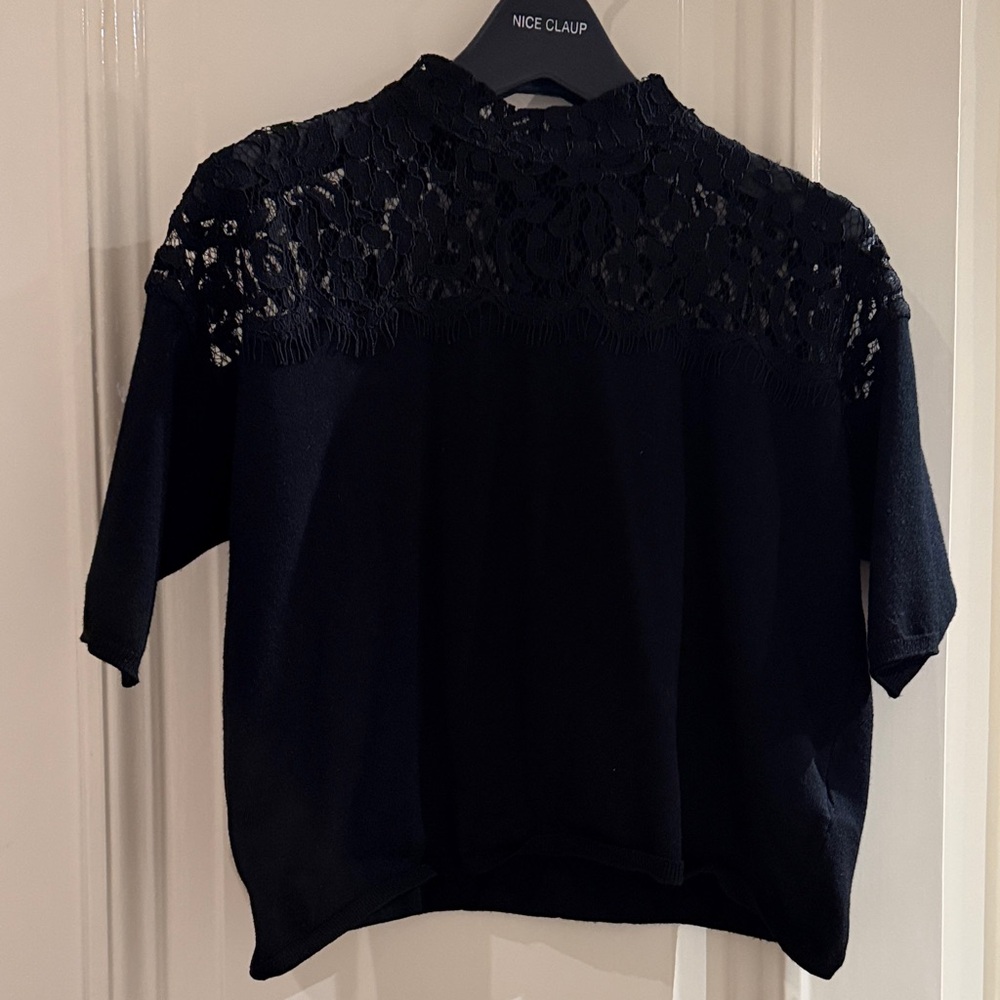 Black Lace Detail Blouse
